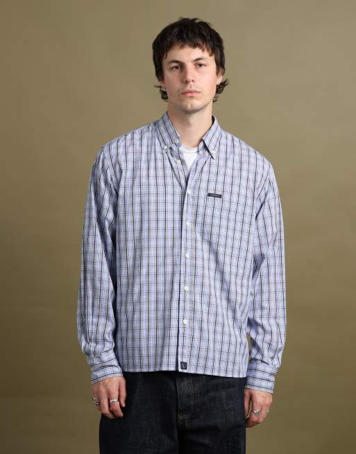 Vintage size L Valentino Jeans check shirt in mid blue, 3 of 7
