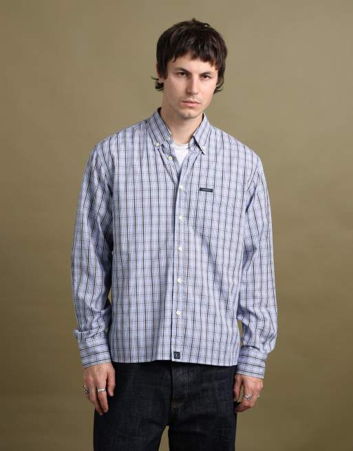 Vintage size L Valentino Jeans check shirt in mid blue, 5 of 7