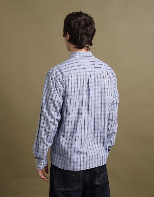 Vintage size L Valentino Jeans check shirt in mid blue, 7 of 7