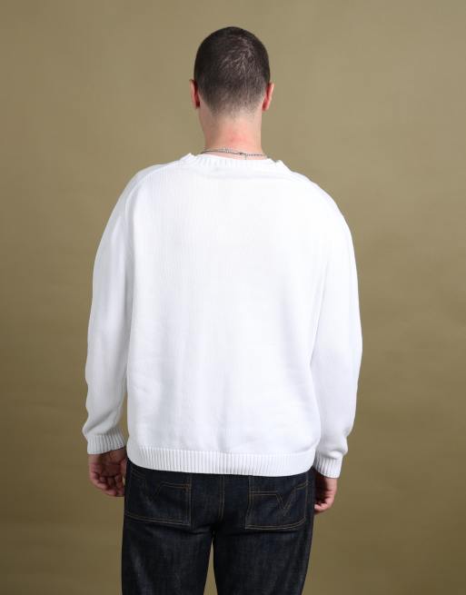 Vintage size L Yves Saint Laurent chunky knit jumper in white, 5 of 6