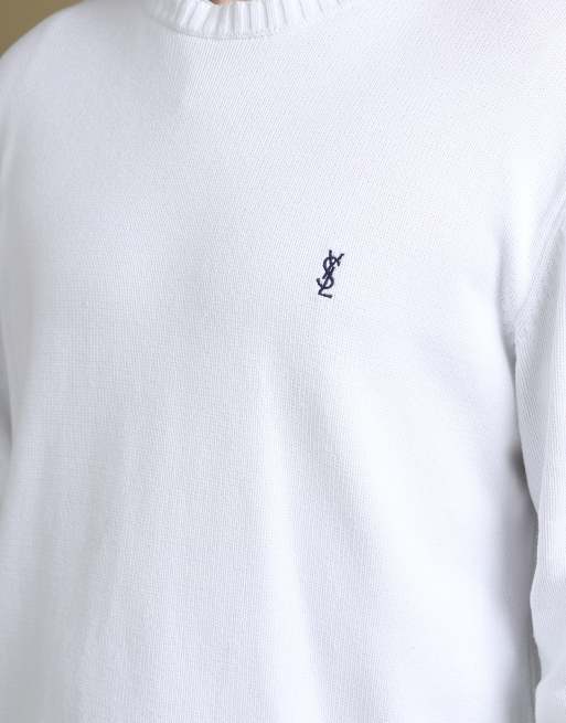 Vintage size L Yves Saint Laurent chunky knit jumper in white, 6 of 6