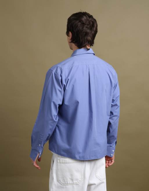 Vintage size L Yves Saint Laurent shirt in mid blue, 4 of 5