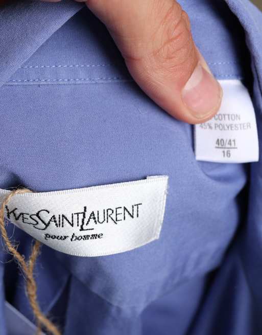 Vintage size L Yves Saint Laurent shirt in mid blue, 5 of 5