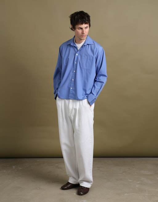 Vintage size L Yves Saint Laurent shirt in mid blue, 3 of 7