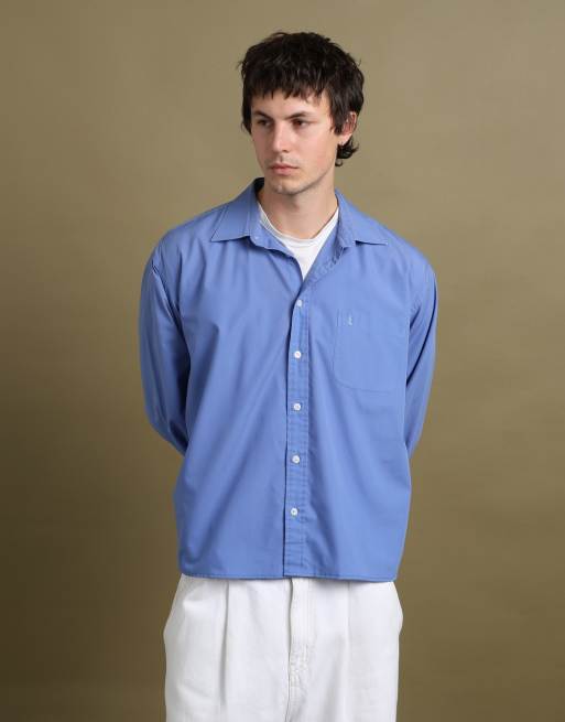 Vintage size L Yves Saint Laurent shirt in mid blue, 4 of 7