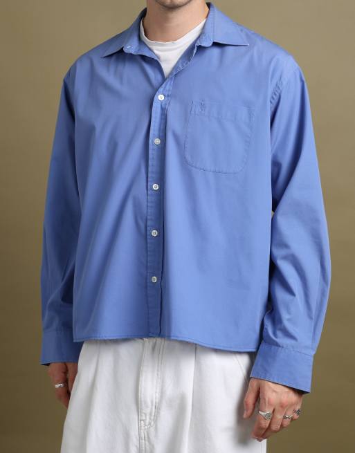 Vintage size L Yves Saint Laurent shirt in mid blue, 5 of 7