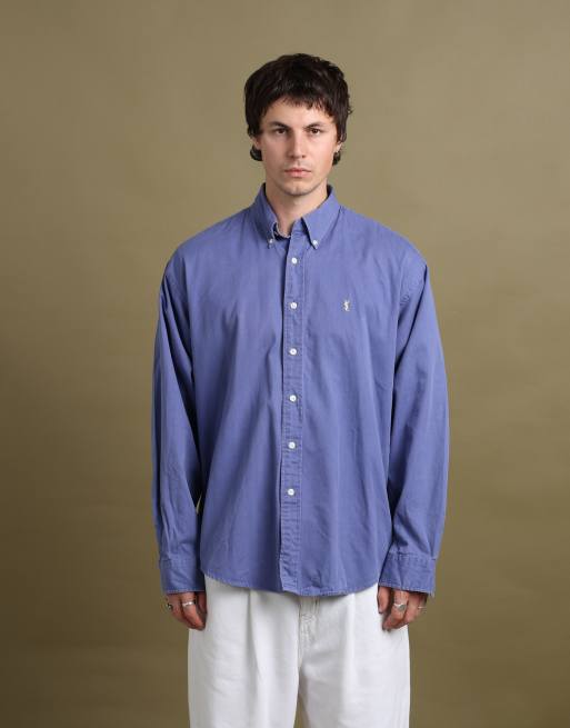 Vintage size L Yves Saint Laurent shirt in mid blue, 1 of 7