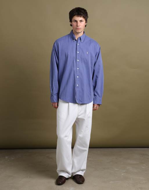 Vintage size L Yves Saint Laurent shirt in mid blue, 2 of 7