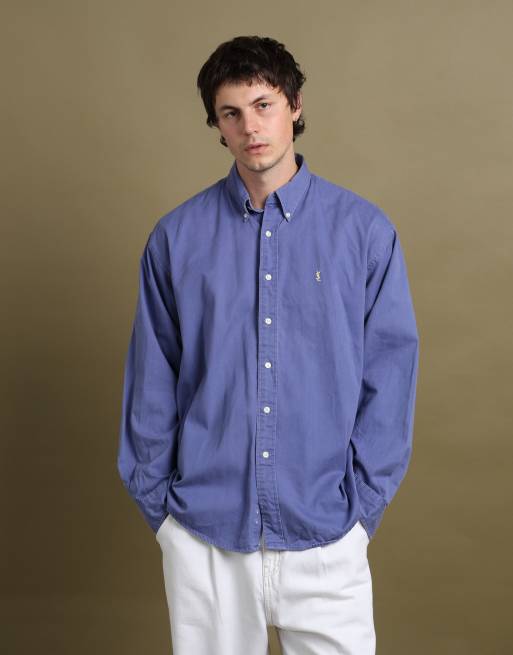 Vintage size L Yves Saint Laurent shirt in mid blue, 3 of 7