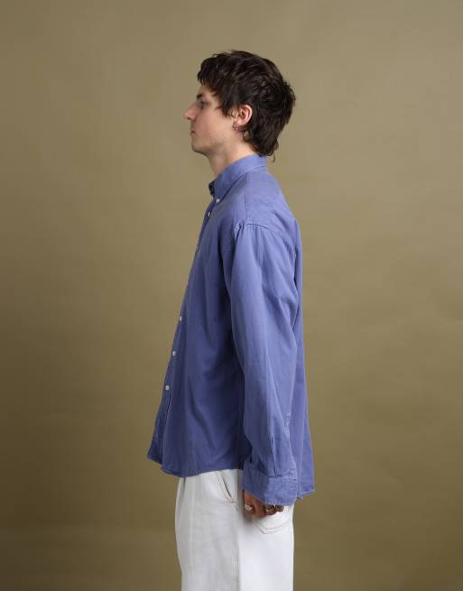 Vintage size L Yves Saint Laurent shirt in mid blue, 5 of 7