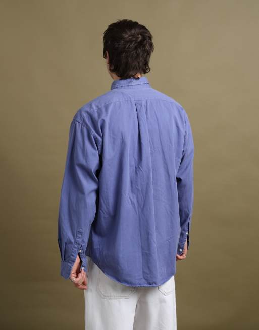 Vintage size L Yves Saint Laurent shirt in mid blue, 6 of 7