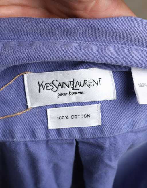 Vintage size L Yves Saint Laurent shirt in mid blue, 7 of 7