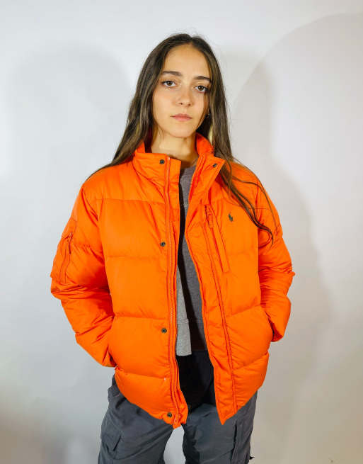 Vintage size large ralph lauren puffer coat in orange in orange