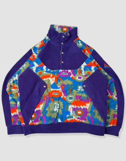 Vintage size M abstract pattern fleece in purple