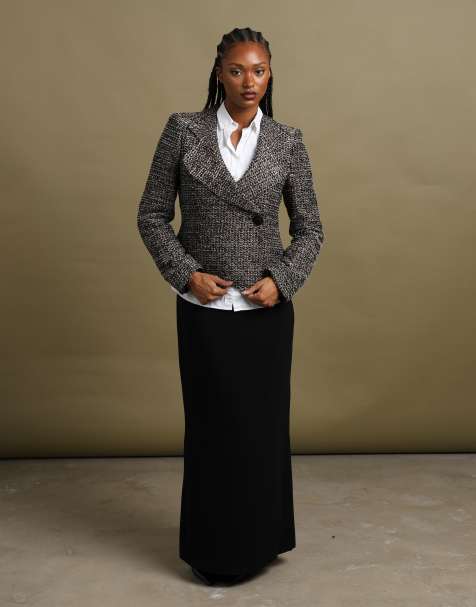 Vintage size M Armani Collezioni tweed blazer in grey - view 1