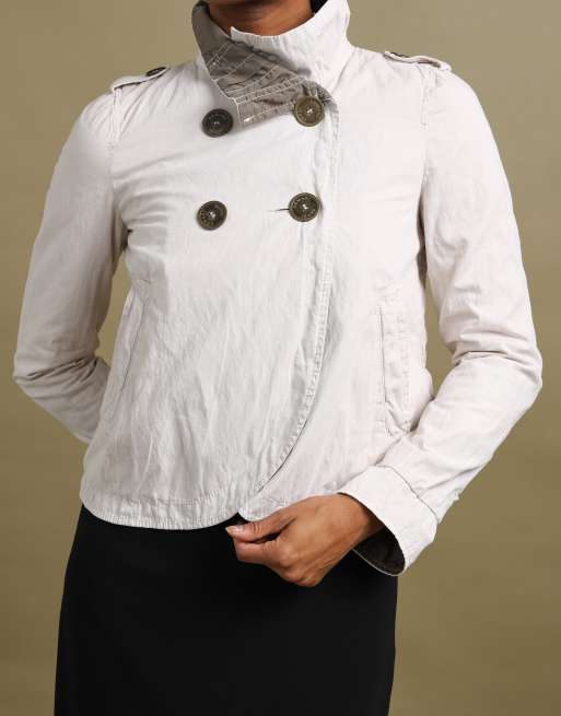 Vintage size M Armani Jeans cropped double breasted jacket in cream, 4 of 7