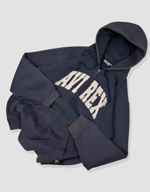 Vintage size M avirex hoodie in navy | ASOS