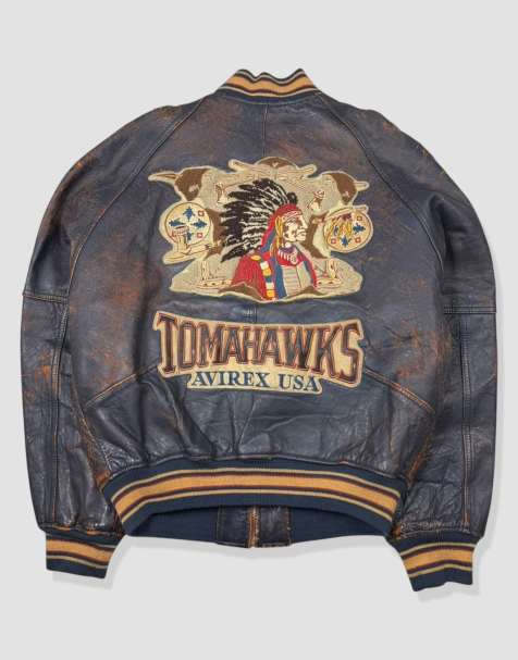 Vintage size M Avirex leather bomber jacket in blue - view 1