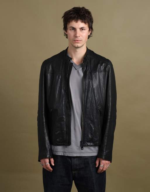 Vintage size M Burberry Brit leather biker jacket in black, 1 of 7