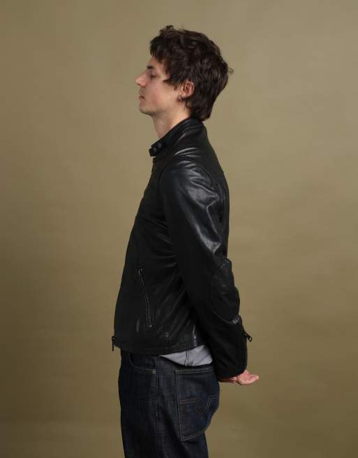 Vintage size M Burberry Brit leather biker jacket in black, 6 of 7