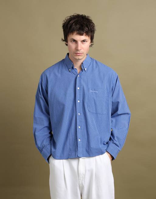 Vintage size M Burberry checked shirt in mid blue, 2 of 7