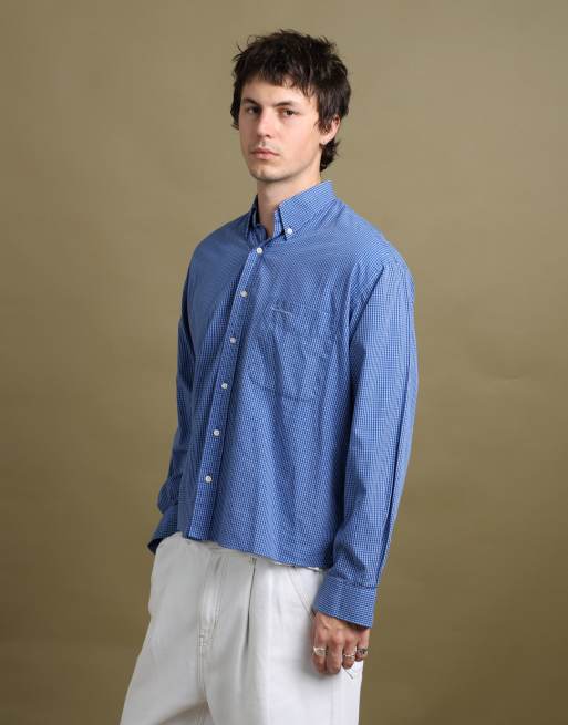 Vintage size M Burberry checked shirt in mid blue, 4 of 7