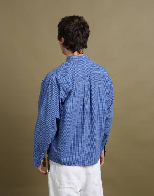 Vintage size M Burberry checked shirt in mid blue, 6 of 7
