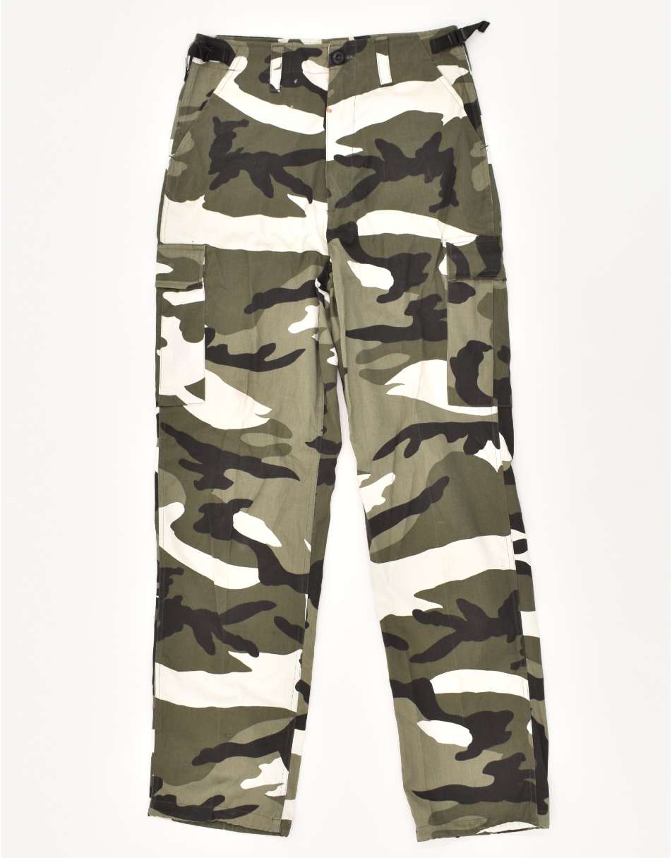Vintage Size M Camouflage Straight Cargo Trousers in Grey