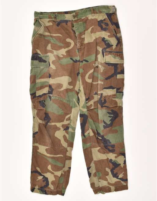 Vintage Size M Camouflage Straight Cargo Trousers in Multicoloured