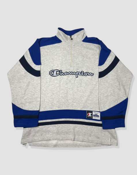 Vintage Size M Champion 1/4 Zip Sweatshirt in Grey - view 1