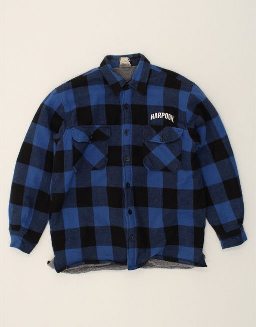Vintage Size M Check Lumberjack Flannel Shirt in Blue