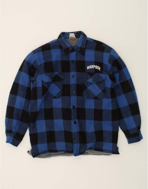 Vintage Size M Check Lumberjack Flannel Shirt in Blue