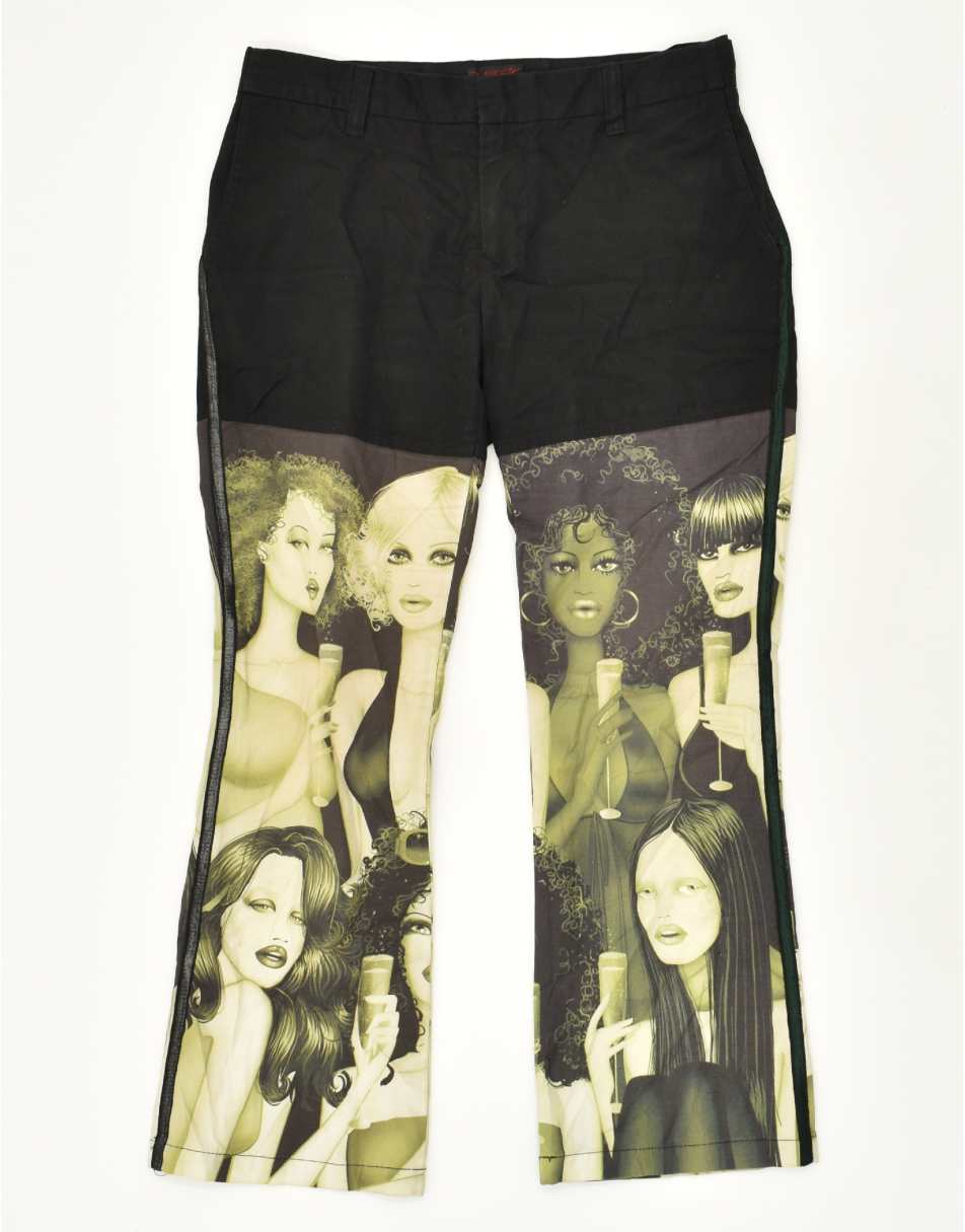 Vintage Size M Colourblock Capri Chino Trousers in Black