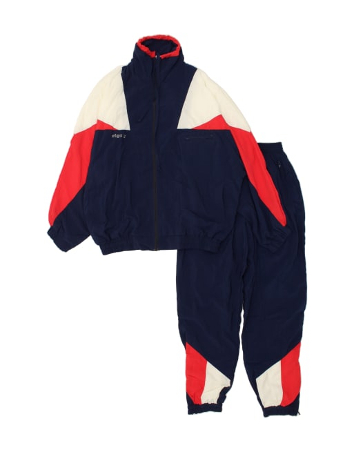 Vintage Size M Colourblock Full Tracksuit in Navy Blue
