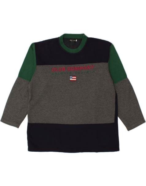 Vintage Size M Colourblock Graphic Sweatshirt Jumper in Black - view 1