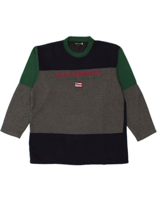 Vintage Size M Colourblock Graphic Sweatshirt Jumper in Black