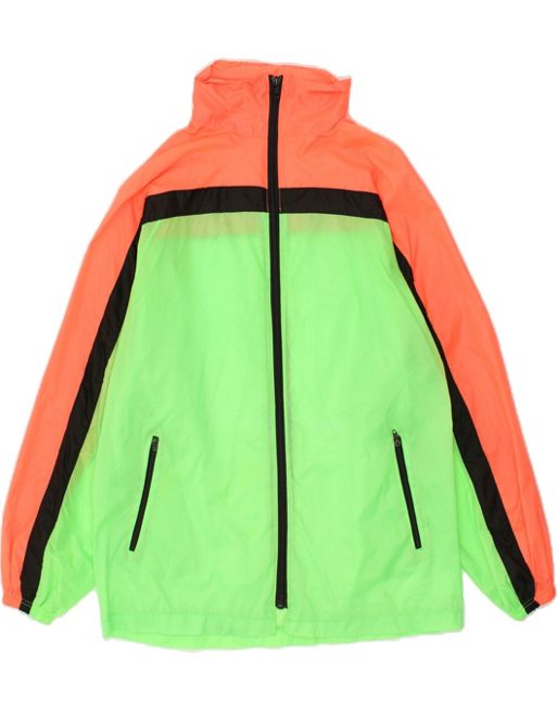 Vintage Size M Colourblock Hooded Rain Jacket in Green