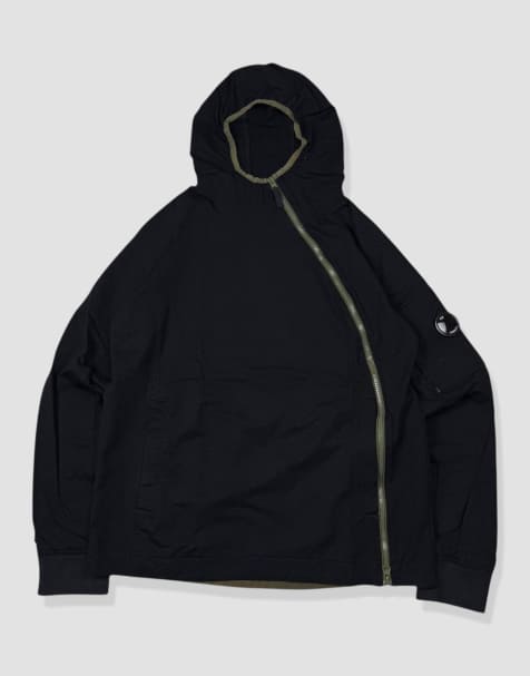 Vintage size M cp company asymmetrical full-zip hoodie in black - view 1