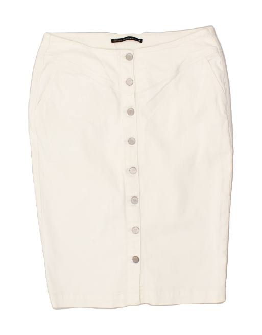 Vintage Size M Denim Pencil Skirt in White