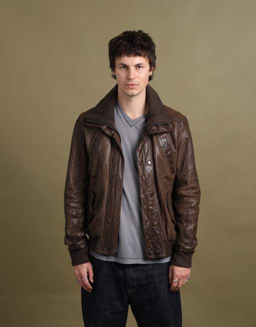 Vintage size M Dolce & Gabbana leather bomber jacket in brown, 1 of 7
