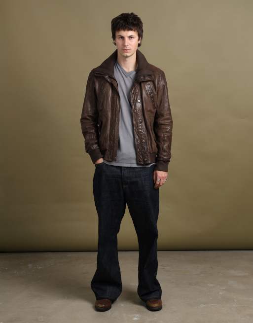 Vintage size M Dolce & Gabbana leather bomber jacket in brown, 2 of 7