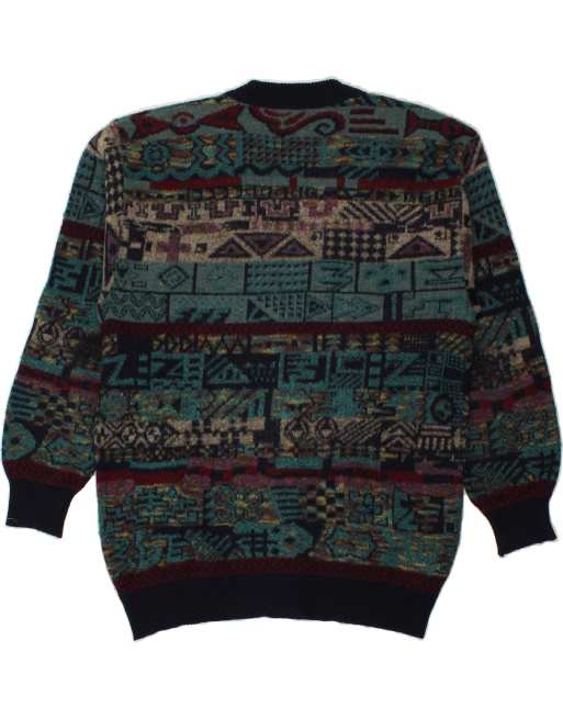 Vintage Size M Fair Isle Cardigan Sweater in Navy Blue, 2 of 4