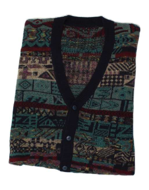 Vintage Size M Fair Isle Cardigan Sweater in Navy Blue, 4 of 4
