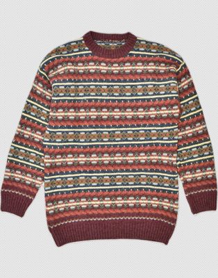 Vintage Size M Fair Isle crew neck jumper sweater in multicolours