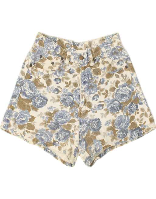 Vintage Size M Floral High Waist Casual Shorts in Multicoloured