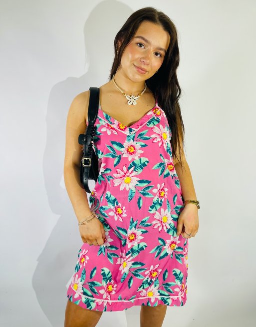 Vintage Size M Floral Mini Slip Dress in Multi