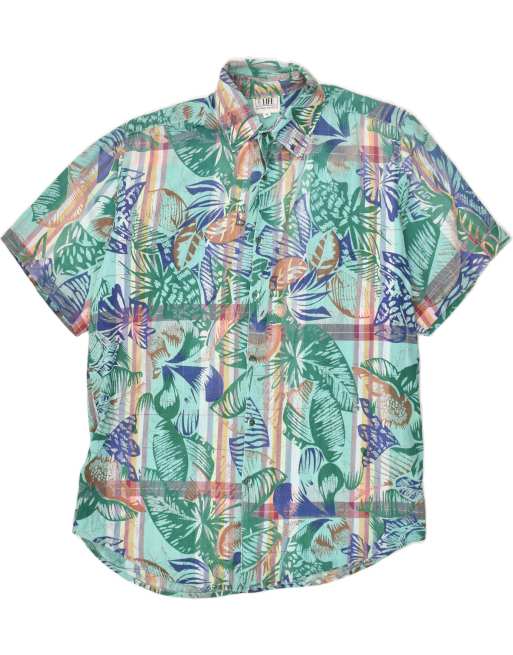 Vintage Size M Floral Short Sleeve Shirt in Green
