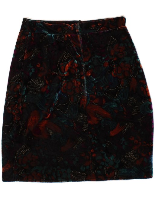 Vintage Size M Floral Velour Pencil Skirt in Multicoloured, 4 of 4