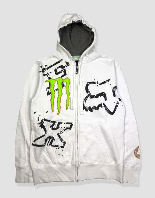 Vintage size M Fox Racing full-zip hoodie in white