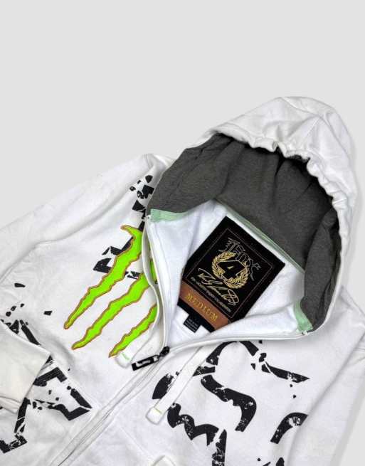 Vintage size M Fox Racing full-zip hoodie in white, 4 of 4